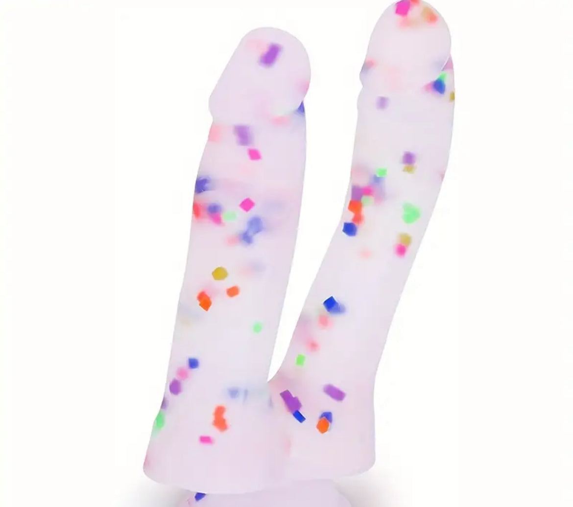 Birthday Cake Confetti Double Penetration Dildo